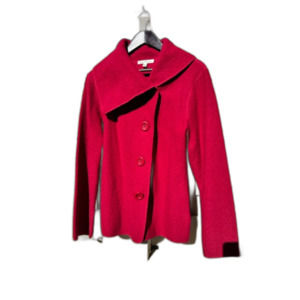 Vintage Susan Bristol Cardigan Jacket M Red Knit Wool Button Front Artsy